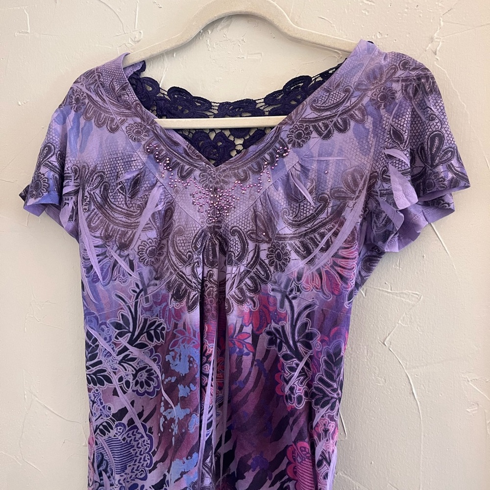 Purple and Blue Patterned Top